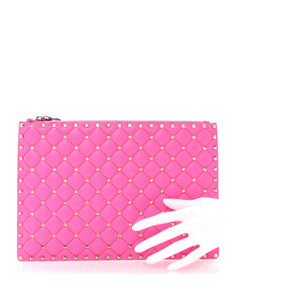 Valentino Garavani Vitello Rockstud Spike It Zip Pouch Azalea 2 of 6