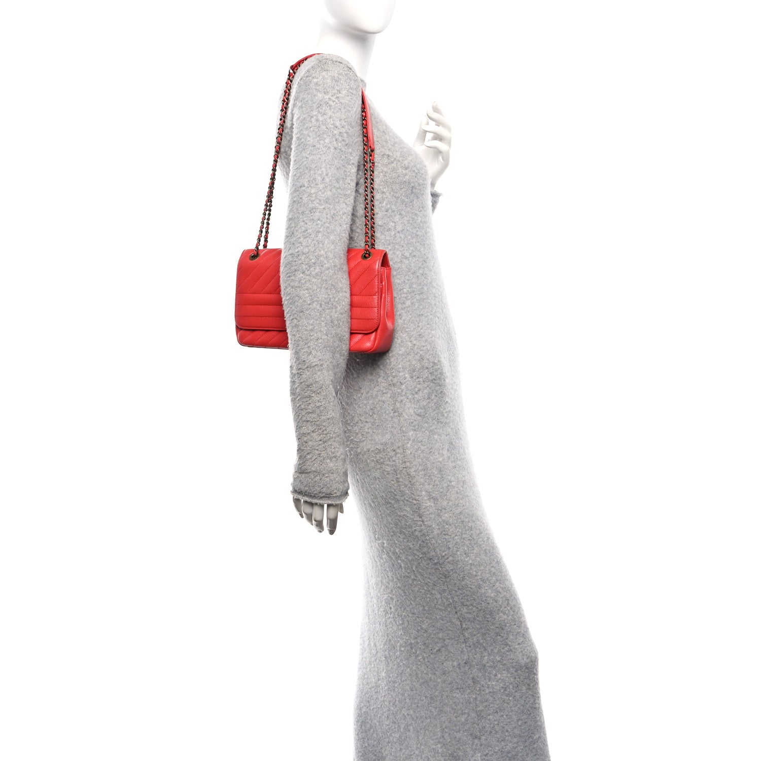 Chanel Shiny Goatskin Diagonal Quilted Small Flap Red 2 of 10