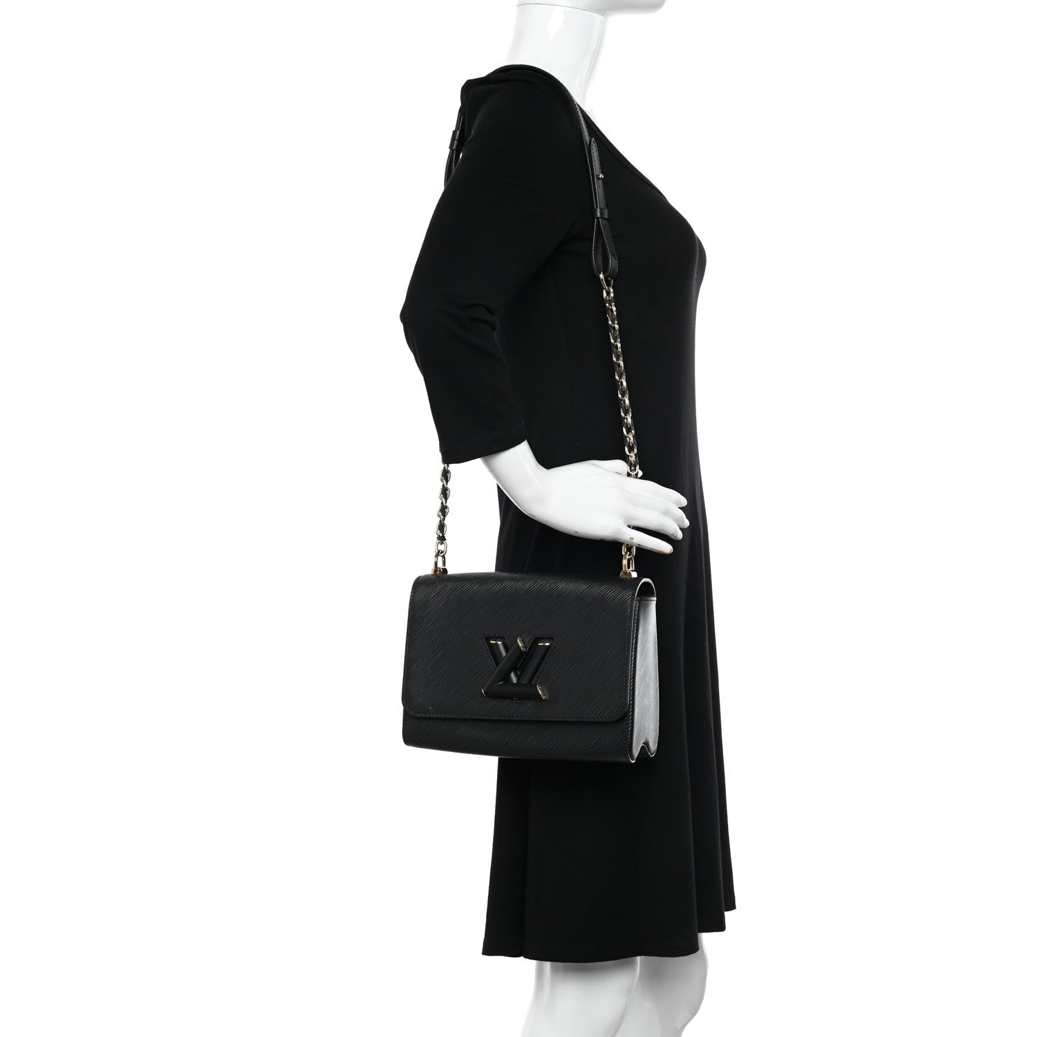 Louis Vuitton Epi Twist Braided Strap Shoulder Bag MM Black 2 of 9