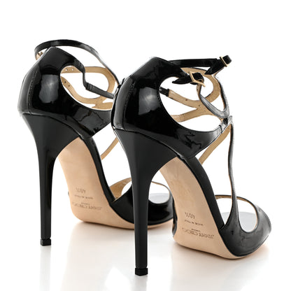 Jimmy Choo Patent Calfskin Lance Sandals 40.5 Black 4 of 8