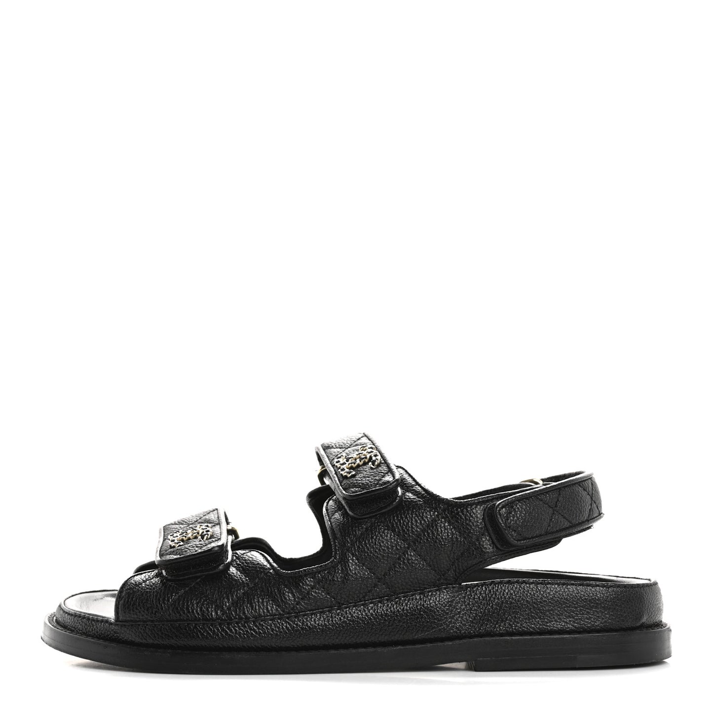 Grained Calfskin Velcro Dad Sandals 36.5 Black