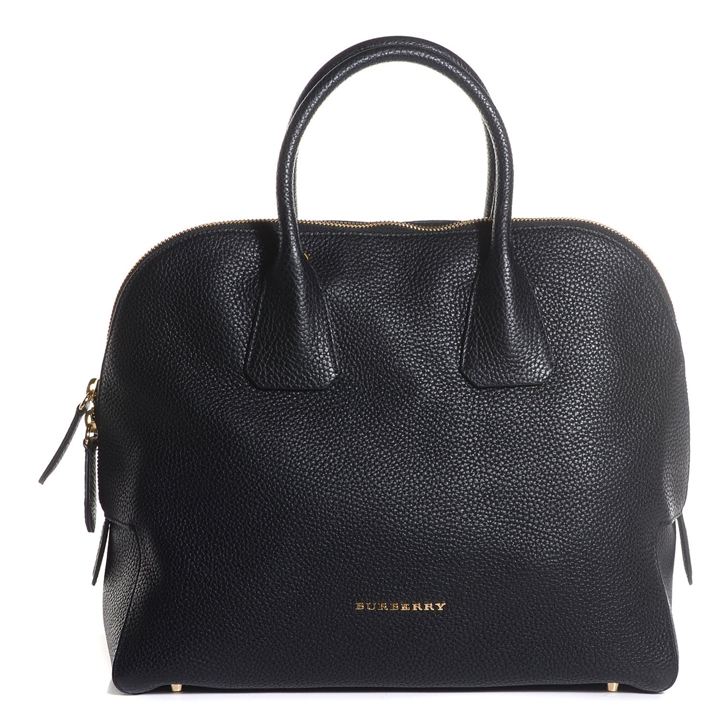 London Grainy Calfskin Medium Greenwood Bowling Bag Black