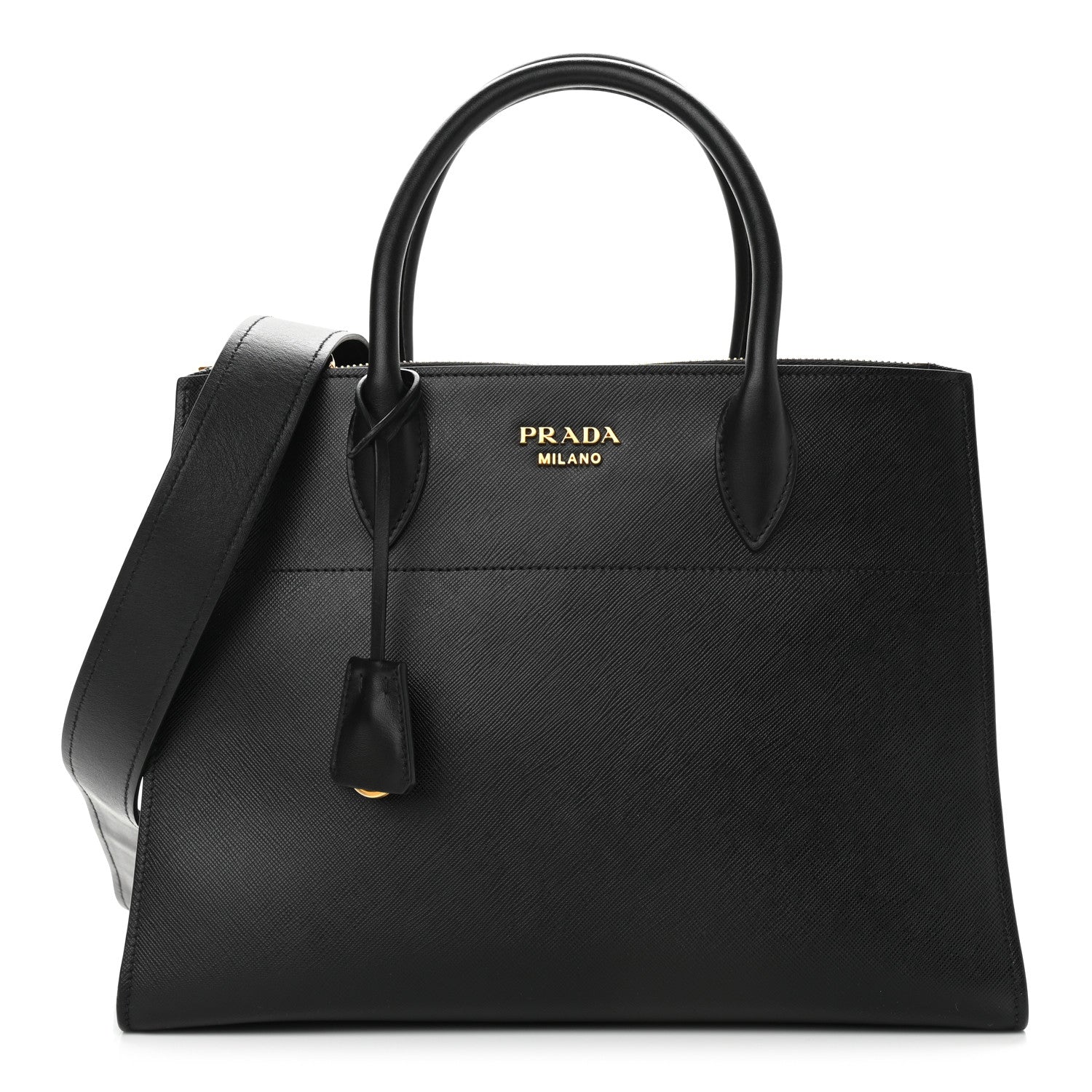 Prada Saffiano City Calfskin Greche Paradigme Bag Black 1 of 10