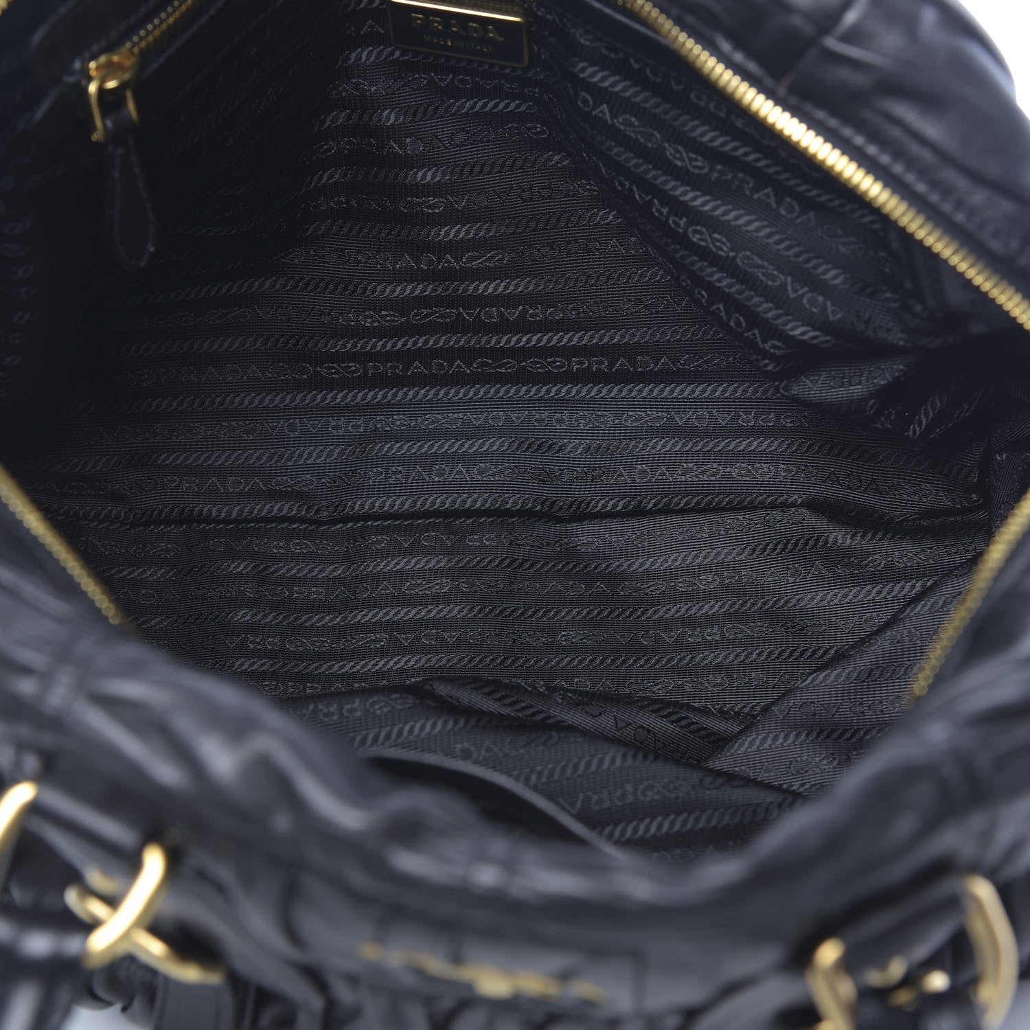 Prada Nappa Gaufre Buckle Bowler Black 5 of 11