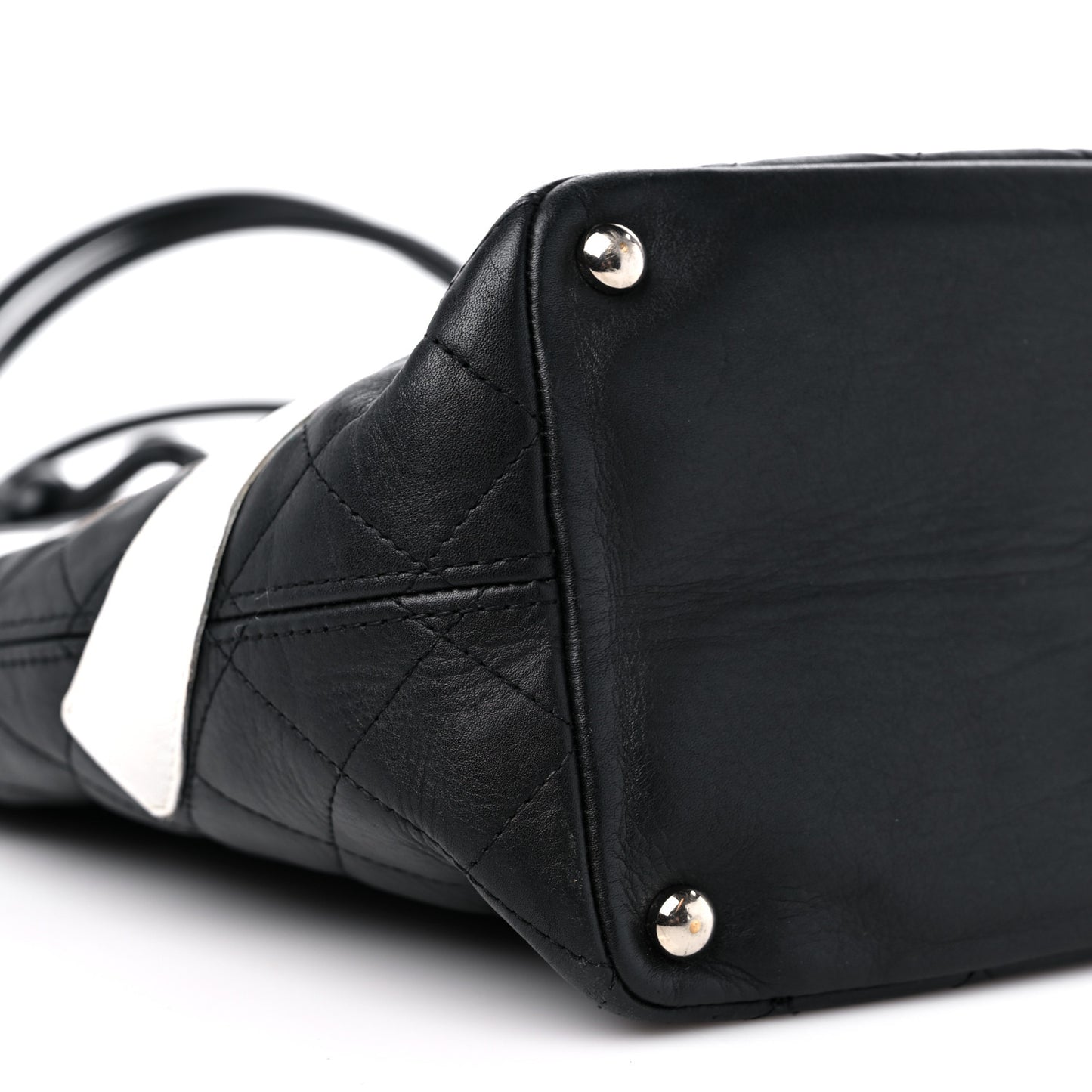 Calfskin Quilted Medium Cambon Tote Black White