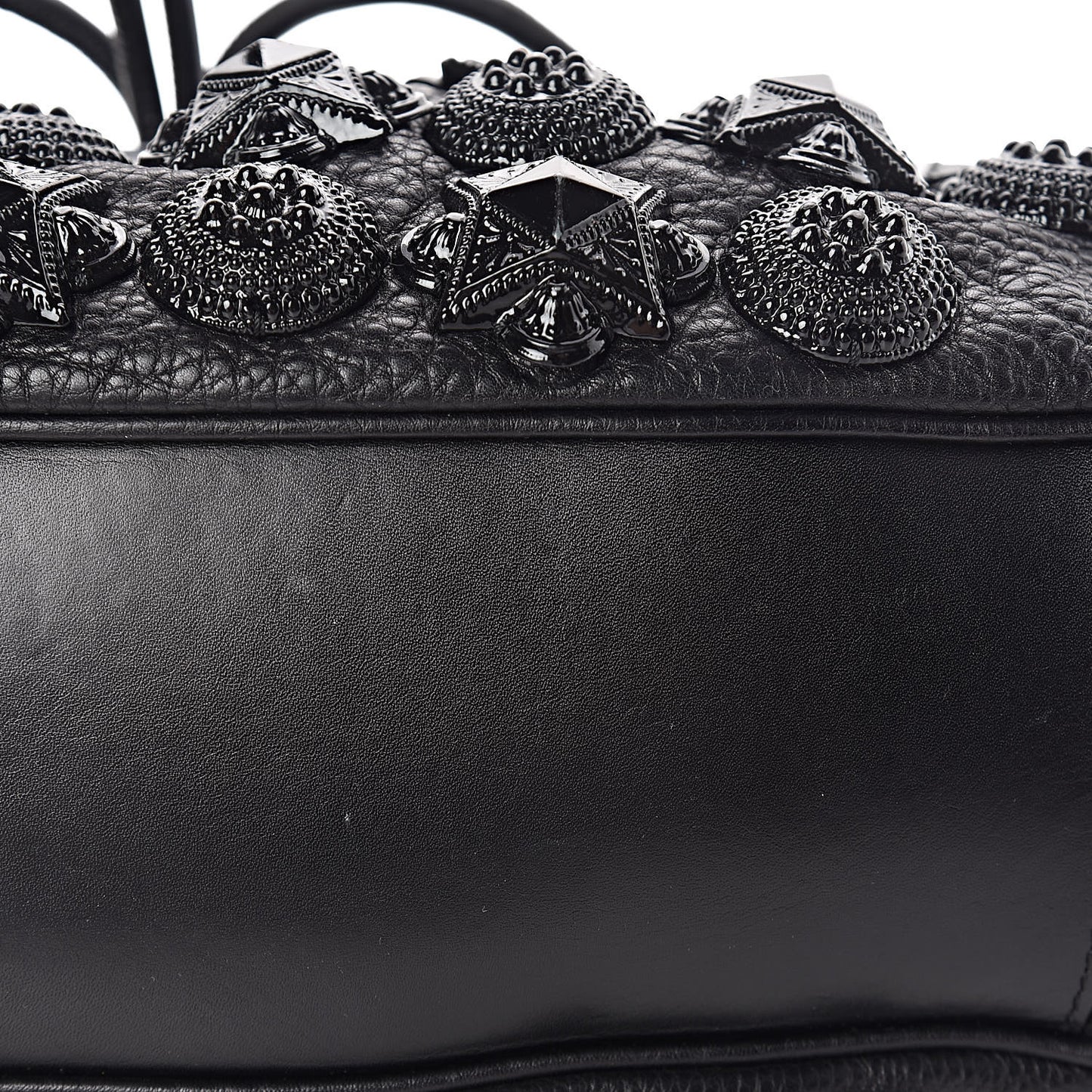 Calfskin Mason Warrior Studded Hobo Black