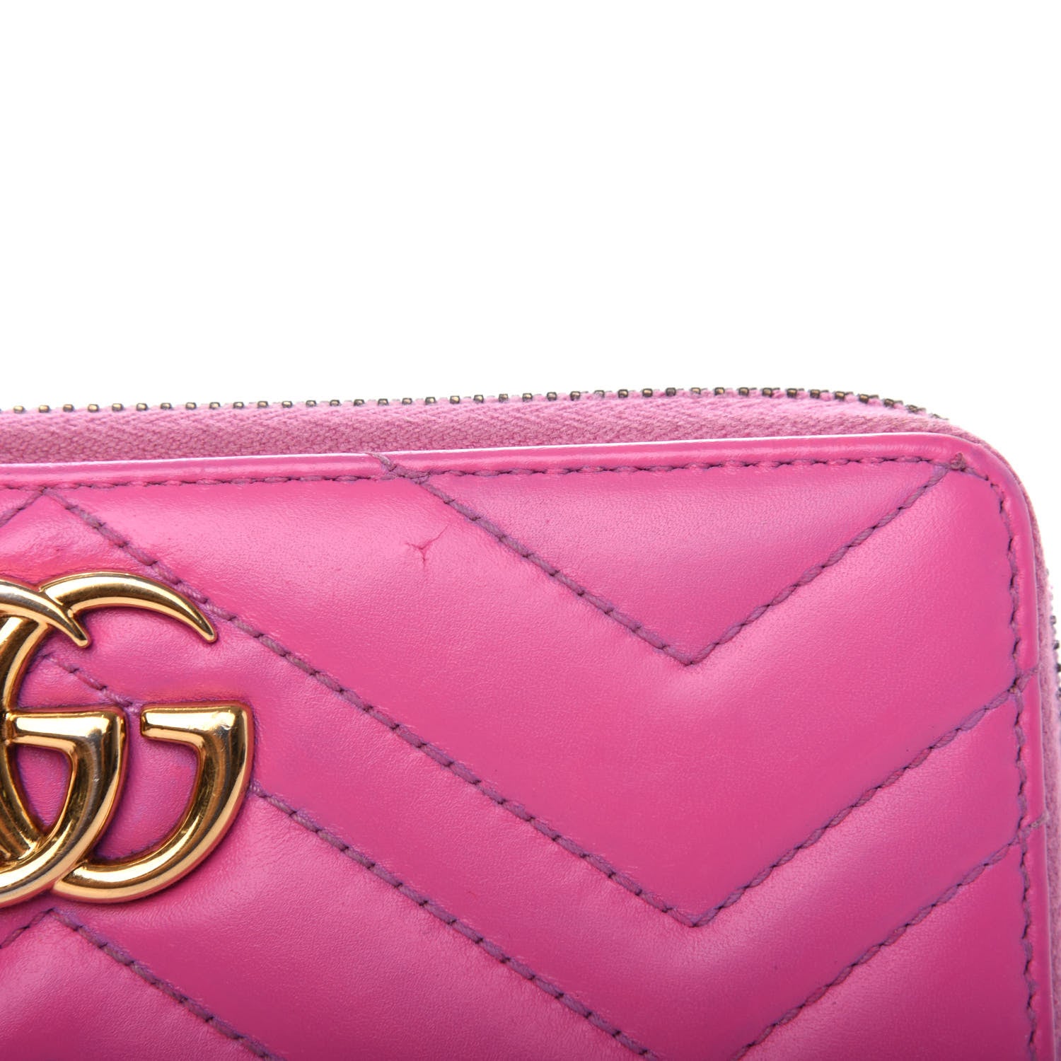 Gucci Calfskin Matelasse GG Marmont Zip Around Wallet Candy Mousse 8 of 8