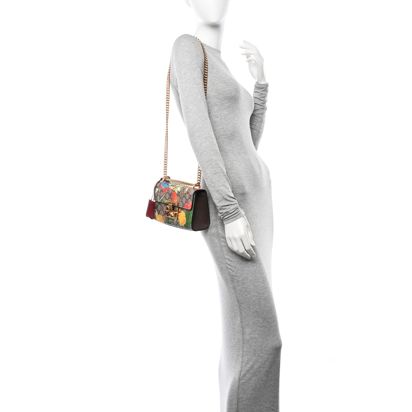 GG Supreme Monogram Tian Small Padlock Shoulder Bag Beige Multicolor New Acero