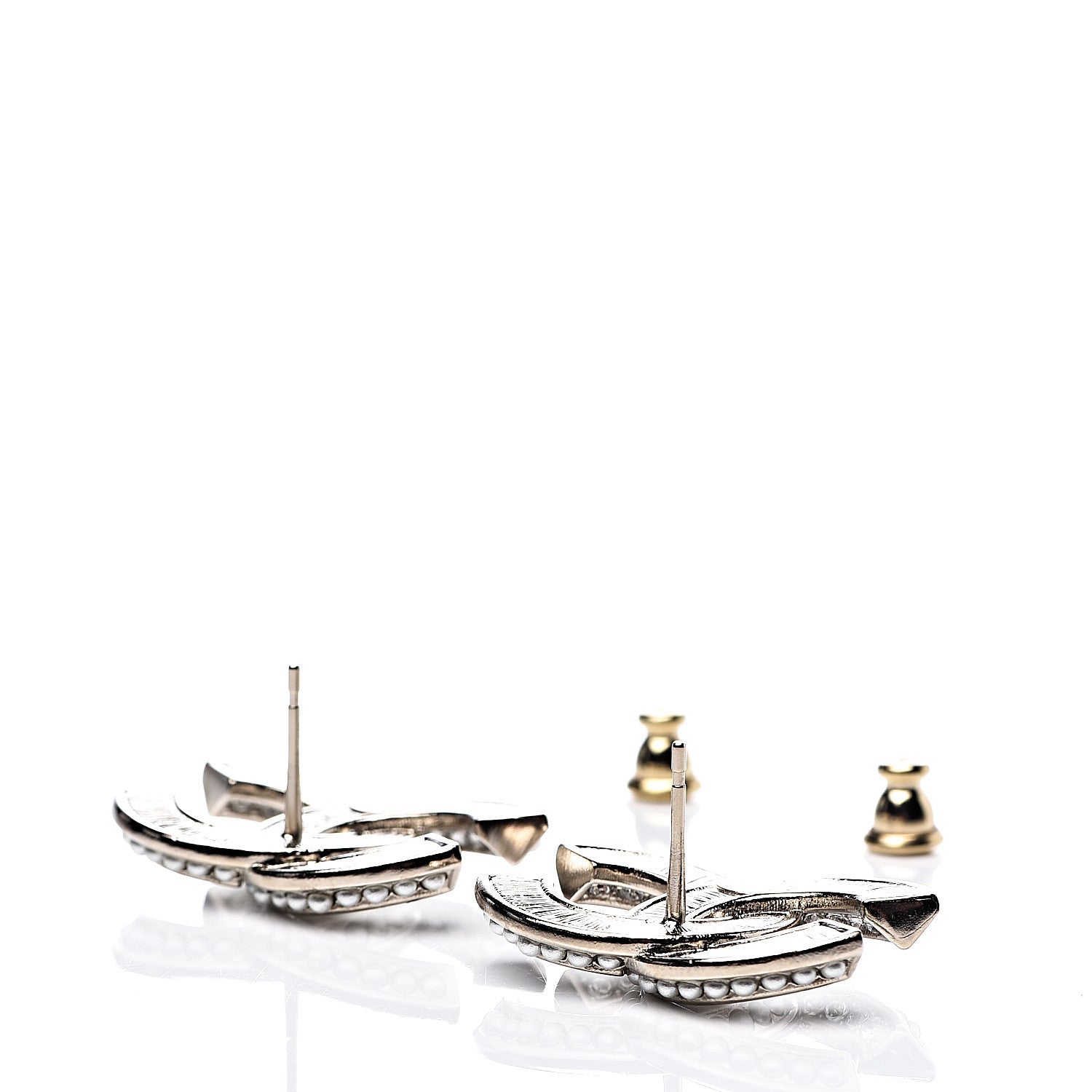 Chanel Crystal Pearl CC Earrings Gold 4 of 5