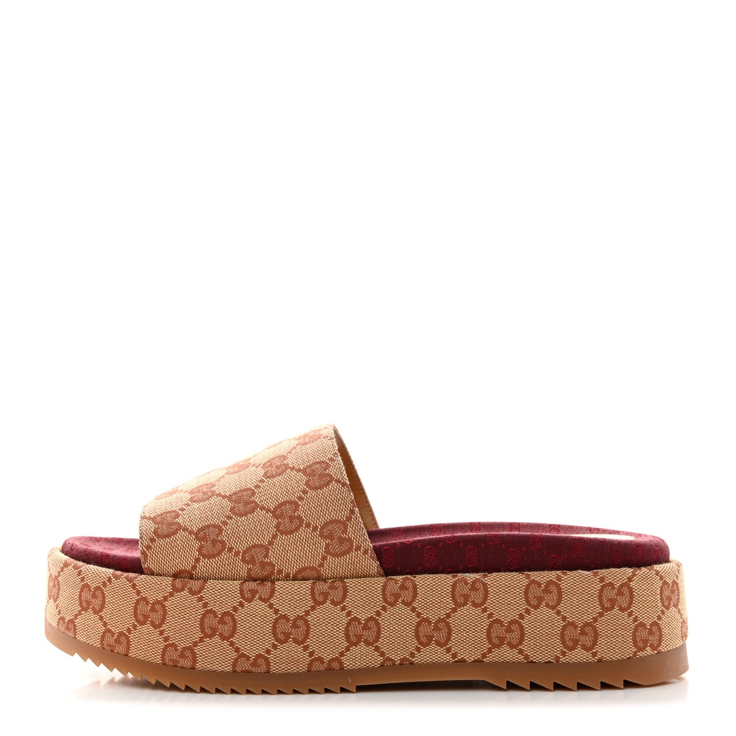 Gucci Canvas GG Monogram Angelina Platform Slide Sandals 39.5 Beige Ruggine 1 of 9