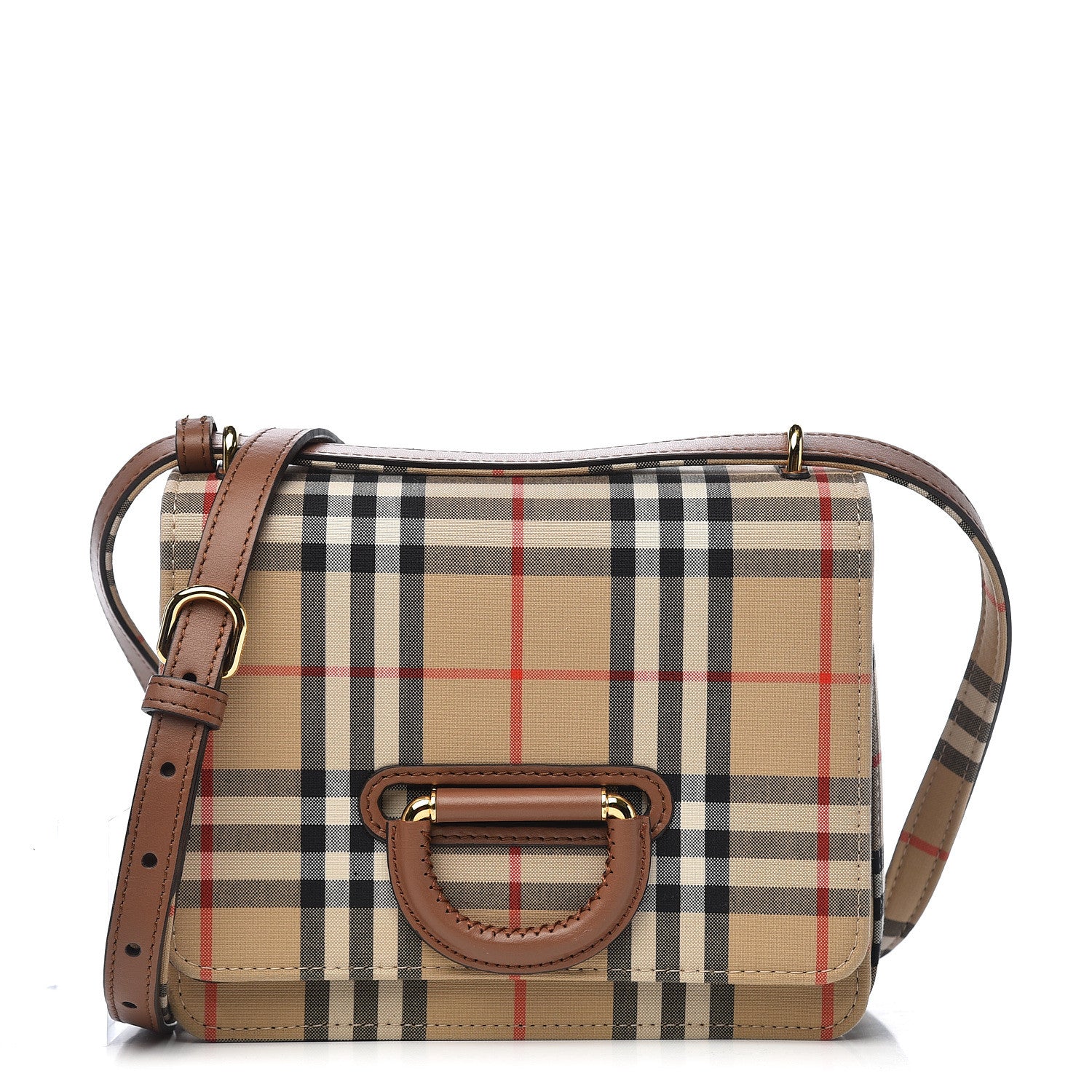 Burberry Cotton Canvas Vintage Check Small D-Ring Bag Brown 1 of 10