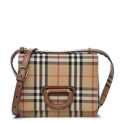 Burberry Cotton Canvas Vintage Check Small D-Ring Bag Brown 1 of 10