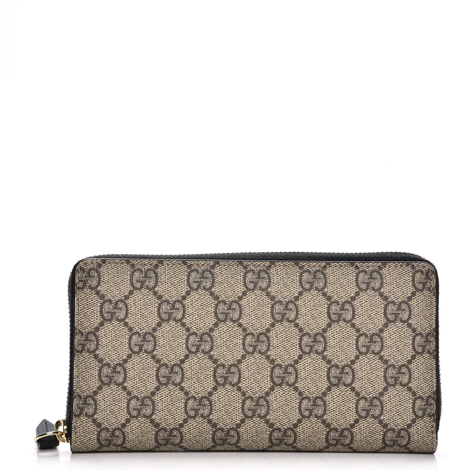 Gucci GG Supreme Monogram Moon Calfskin Zip Around Wallet Beige Ebony Black 1 of 8