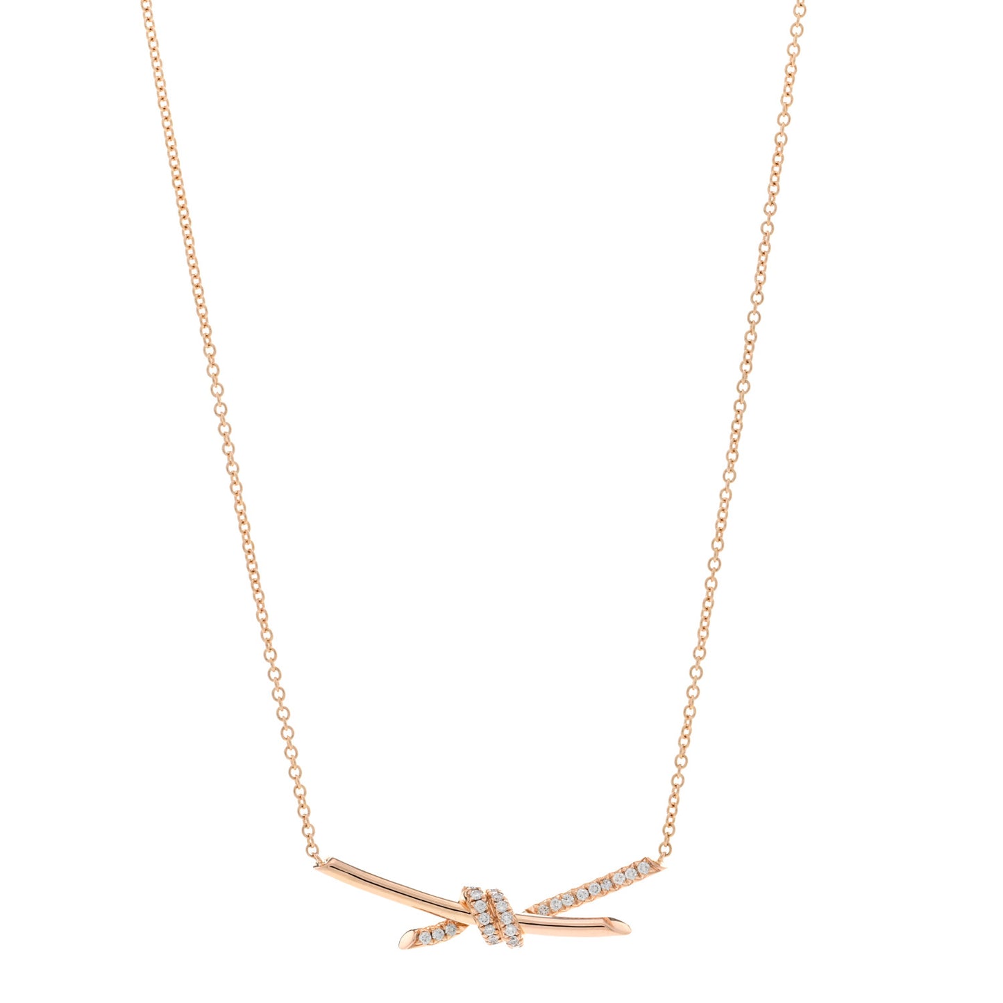 18K Rose Gold Diamond Knot Necklace