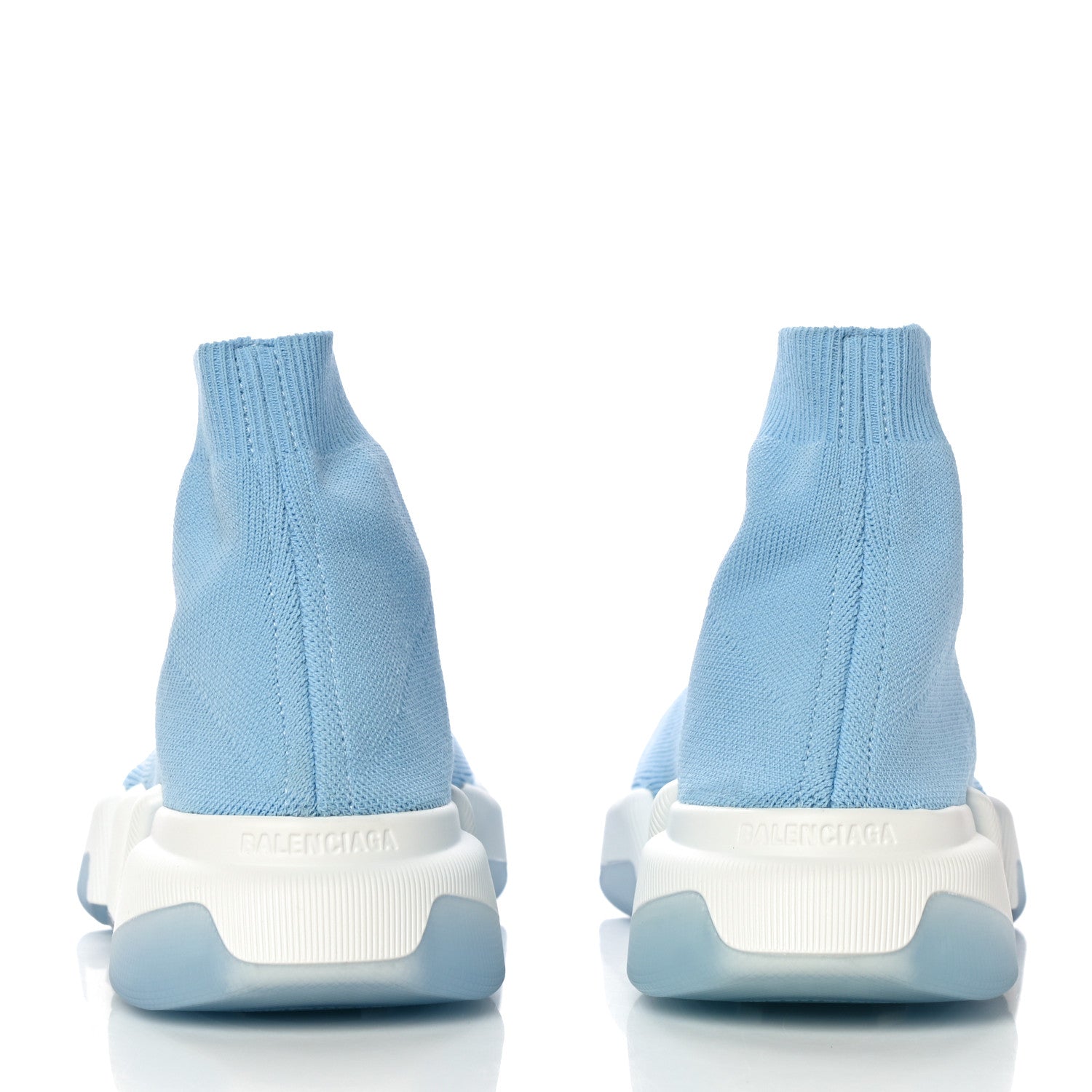 Balenciaga Technical 3D Recycled Knit Bi-Color Womens Speed 2.0 Transparent Sole Sneakers 39 Blue White Transparent Blue 6 of 10