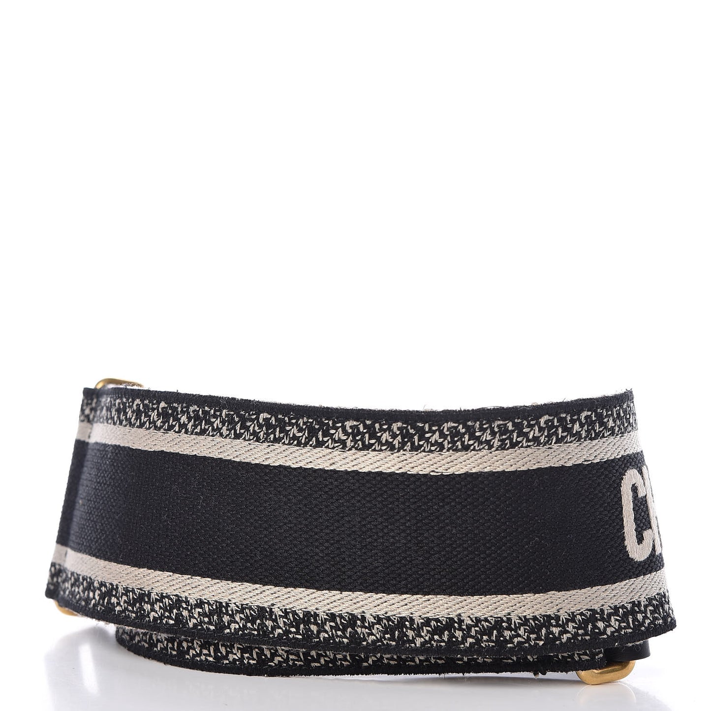 Canvas Embroidered Shoulder Strap Black