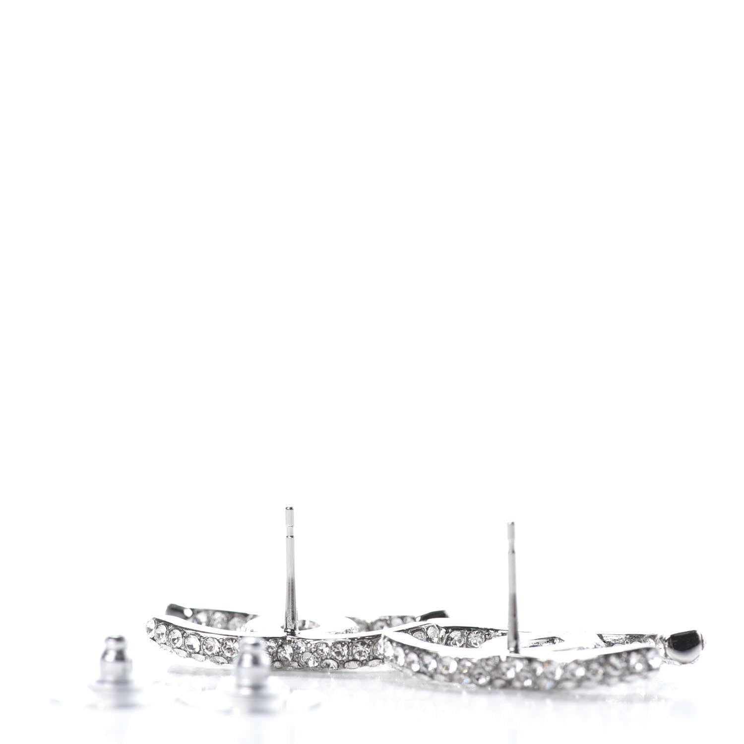 Chanel Crystal CC Earrings Silver 3 of 4