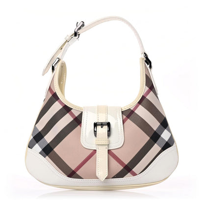 Burberry Patent Nova Check Brooke Hobo White 1 of 11