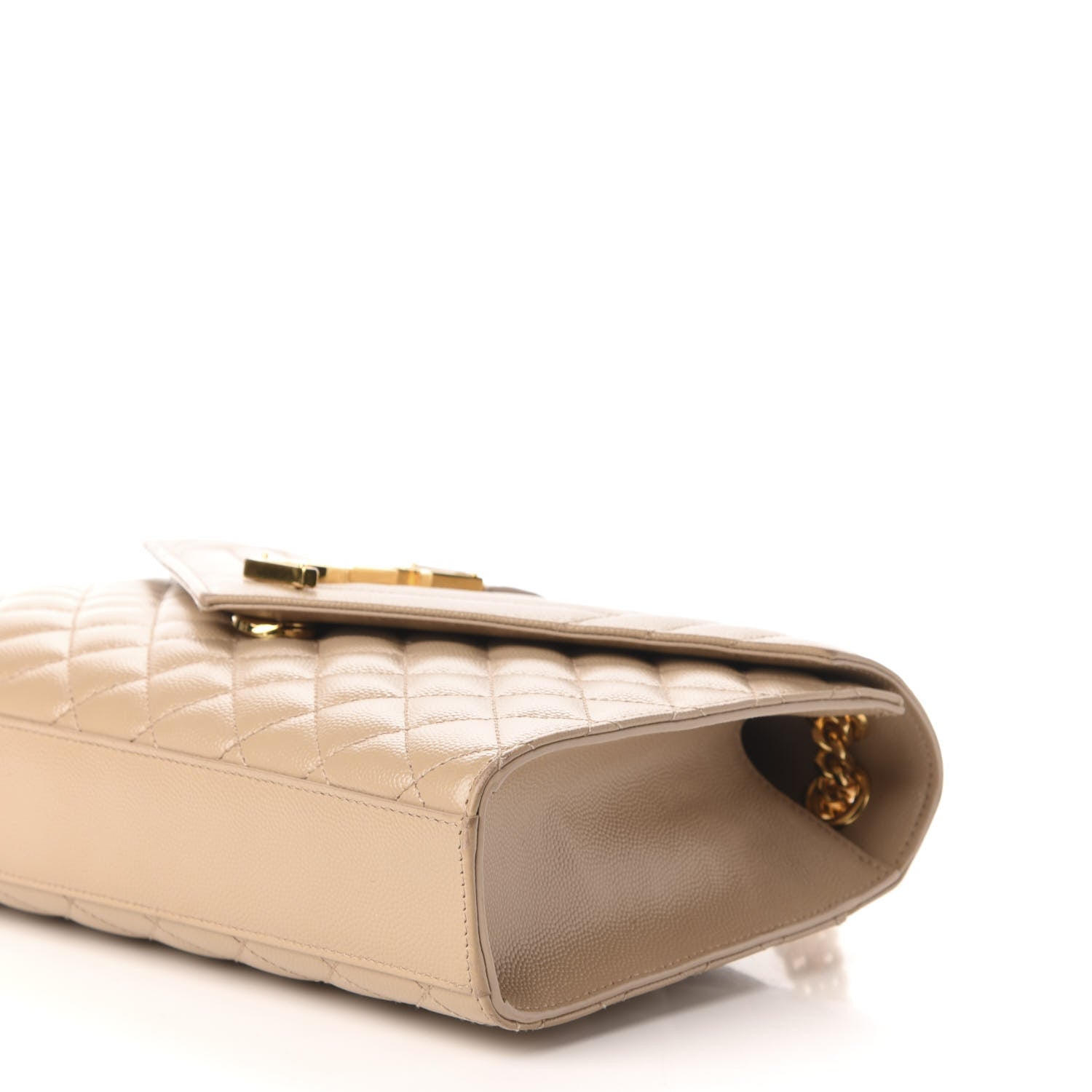 Saint Laurent Grain De Poudre Textured Mixed Matelasse Medium Triquilt Monogram Satchel Dark Beige 10 of 11