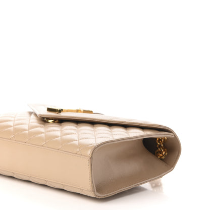 Saint Laurent Grain De Poudre Textured Mixed Matelasse Medium Triquilt Monogram Satchel Dark Beige 10 of 11
