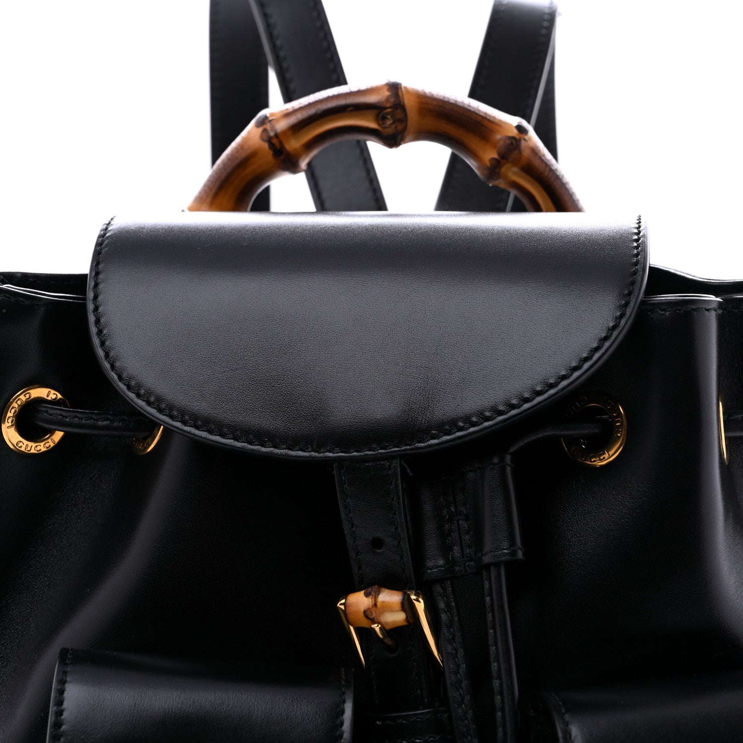 Gucci Calfskin Bamboo Backpack Black 7 of 10