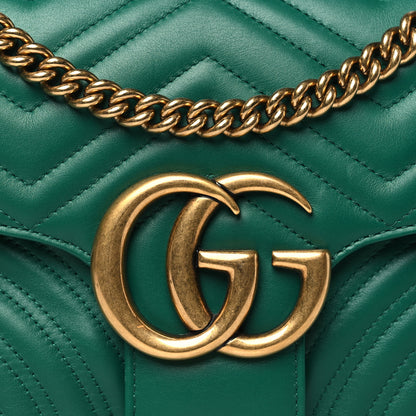 Gucci Calfskin Matelasse Medium GG Marmont Shoulder Bag Emerald Green 8 of 10