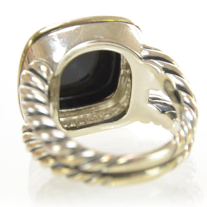 David Yurman Sterling Silver Diamond Black Onyx 14mm Albion Ring 54 7 5 of 6