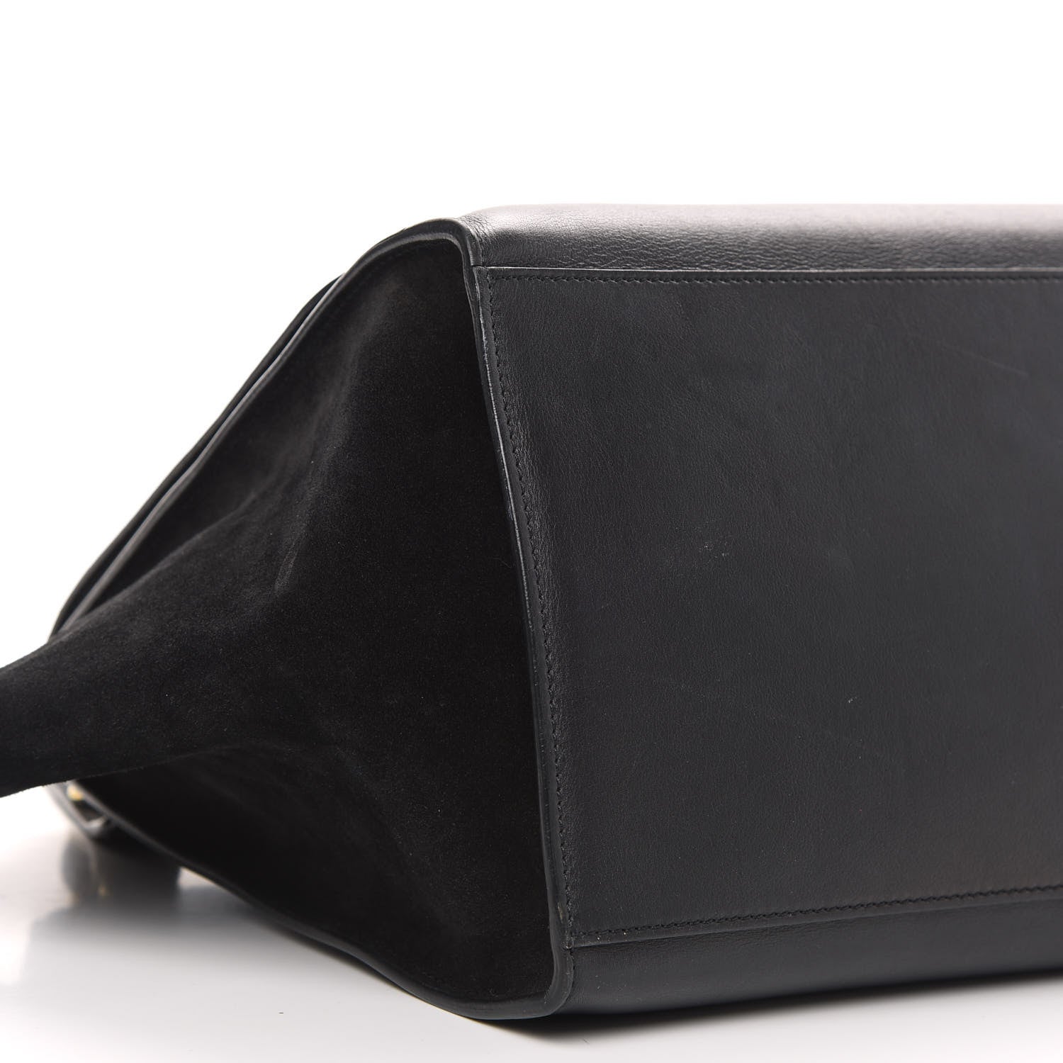 Celine Crocodile Embossed Calfskin Suede Medium Trapeze Black 8 of 15