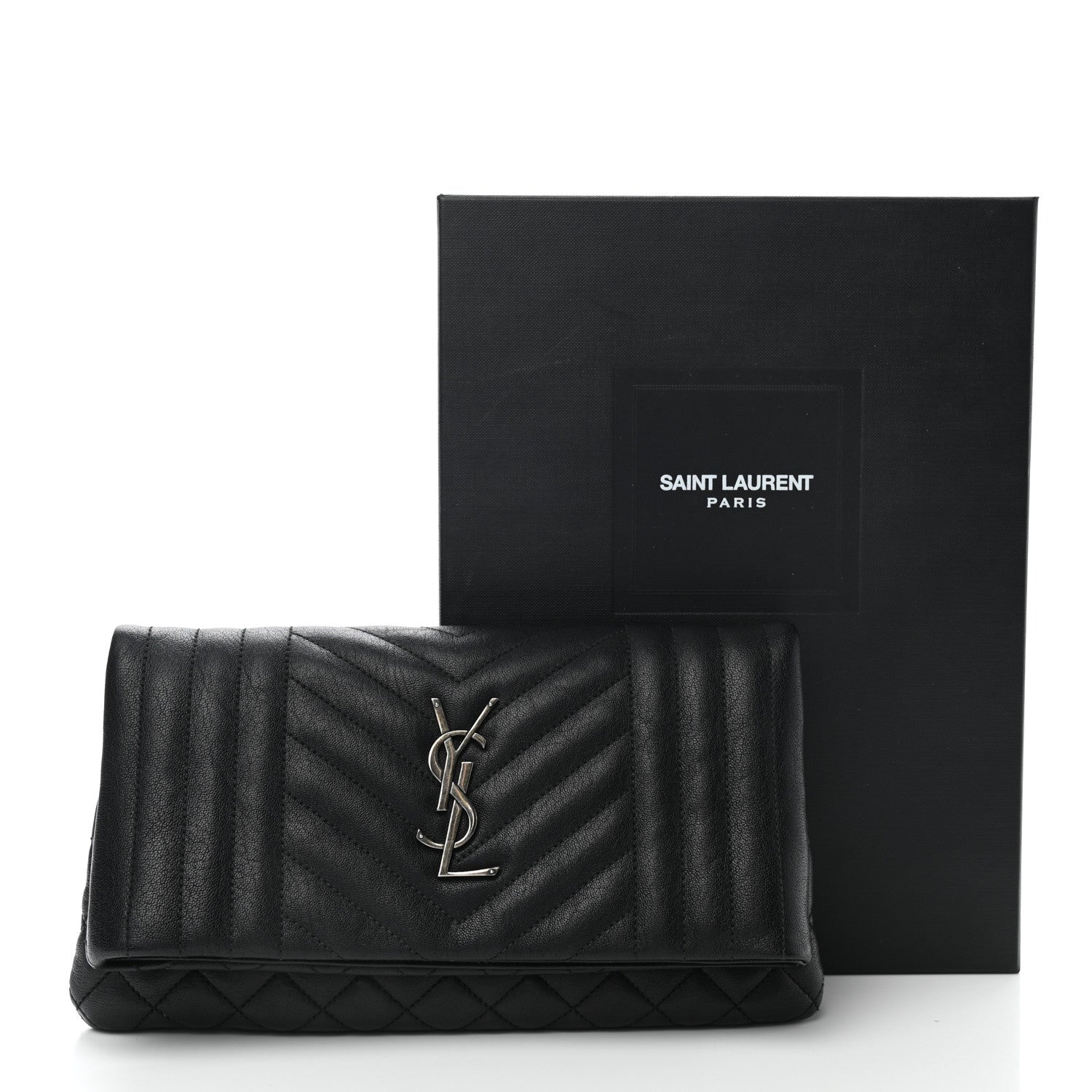 Saint Laurent Calfskin Tri-quilt Monogram West Hollywood Clutch Black 8 of 8