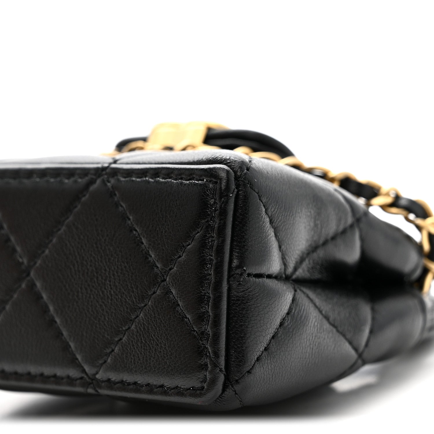 Chanel Shiny Lambskin Quilted Mini Kelly Bag Charm Black 9 of 10