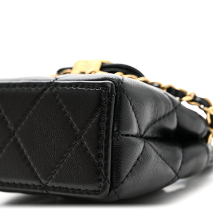 Chanel Shiny Lambskin Quilted Mini Kelly Bag Charm Black 9 of 10