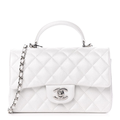 Chanel Iridescent Caviar Quilted Mini Top Handle Rectangular Flap White 1 of 11