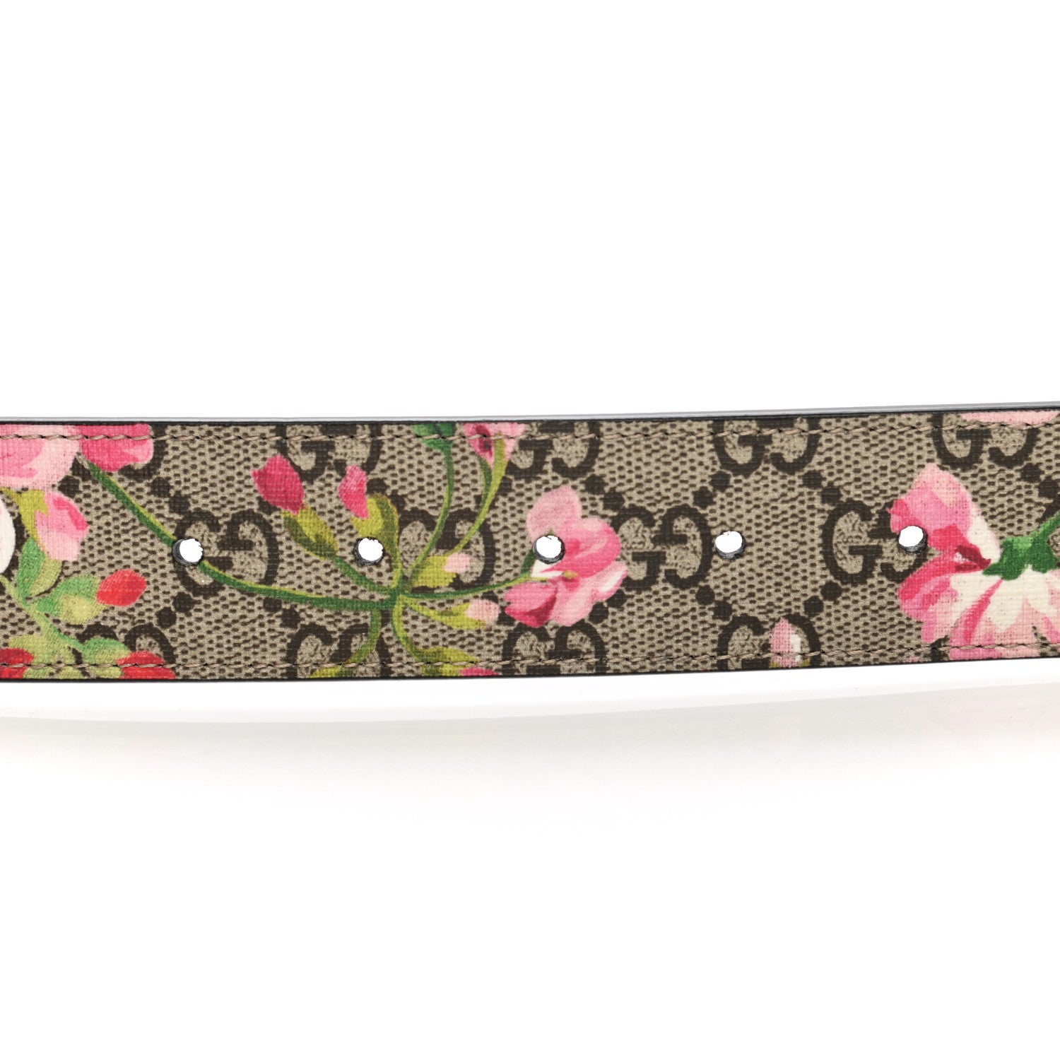 Gucci GG Supreme Monogram Blooms Moon Calfskin Interlocking G 37mm Belt 75 30 Beige Ebony Multicolor Dry Rose 3 of 5