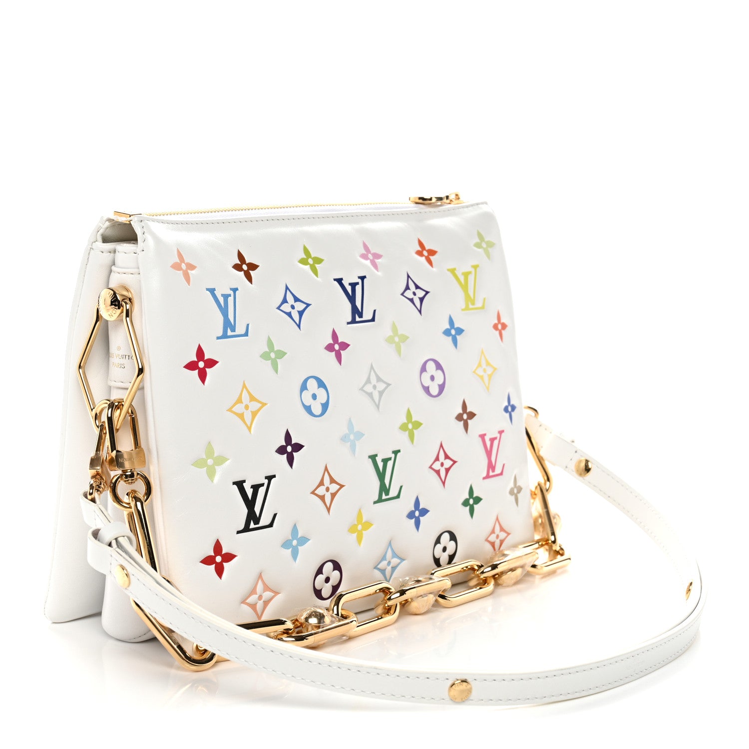 Louis Vuitton LV x TM Lambskin Embossed Monogram Coussin PM White