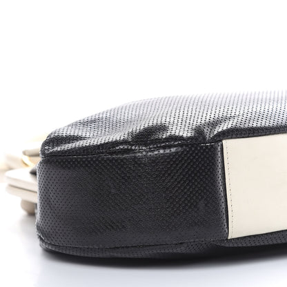 Chanel Perforated Lambskin Kiss Lock Black White 6 of 22