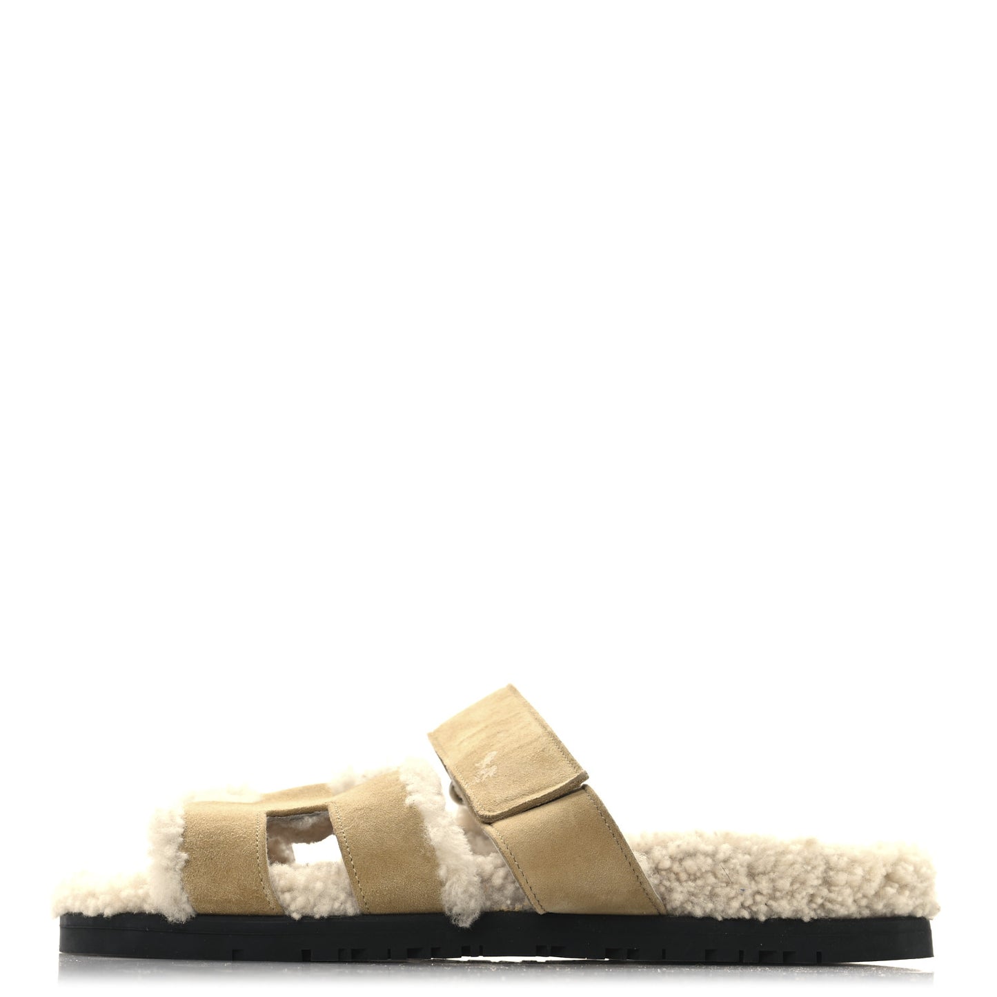 Suede Goatskin Woolskin Womens Chypre Sandals 36 Beige Albatre Ecru