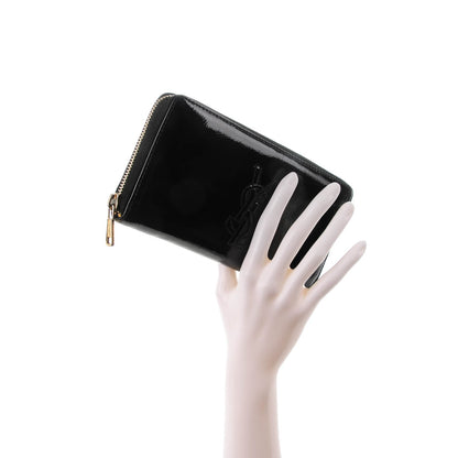 Saint Laurent Textured Patent Monogram Belle De Jour Zip Around Wallet Black 2 of 7