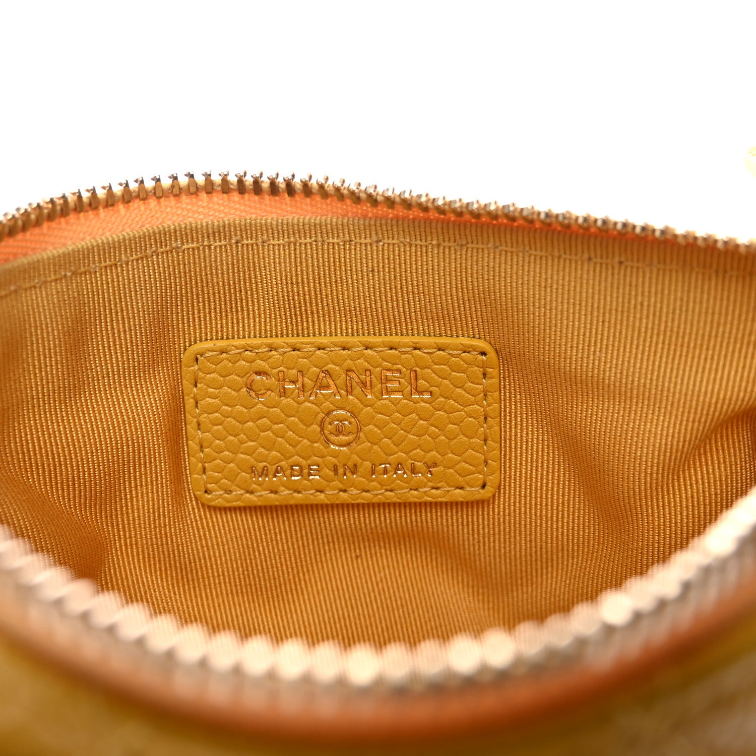 Chanel Caviar Quilted Small Cosmetic Case Yellow 6 of 8