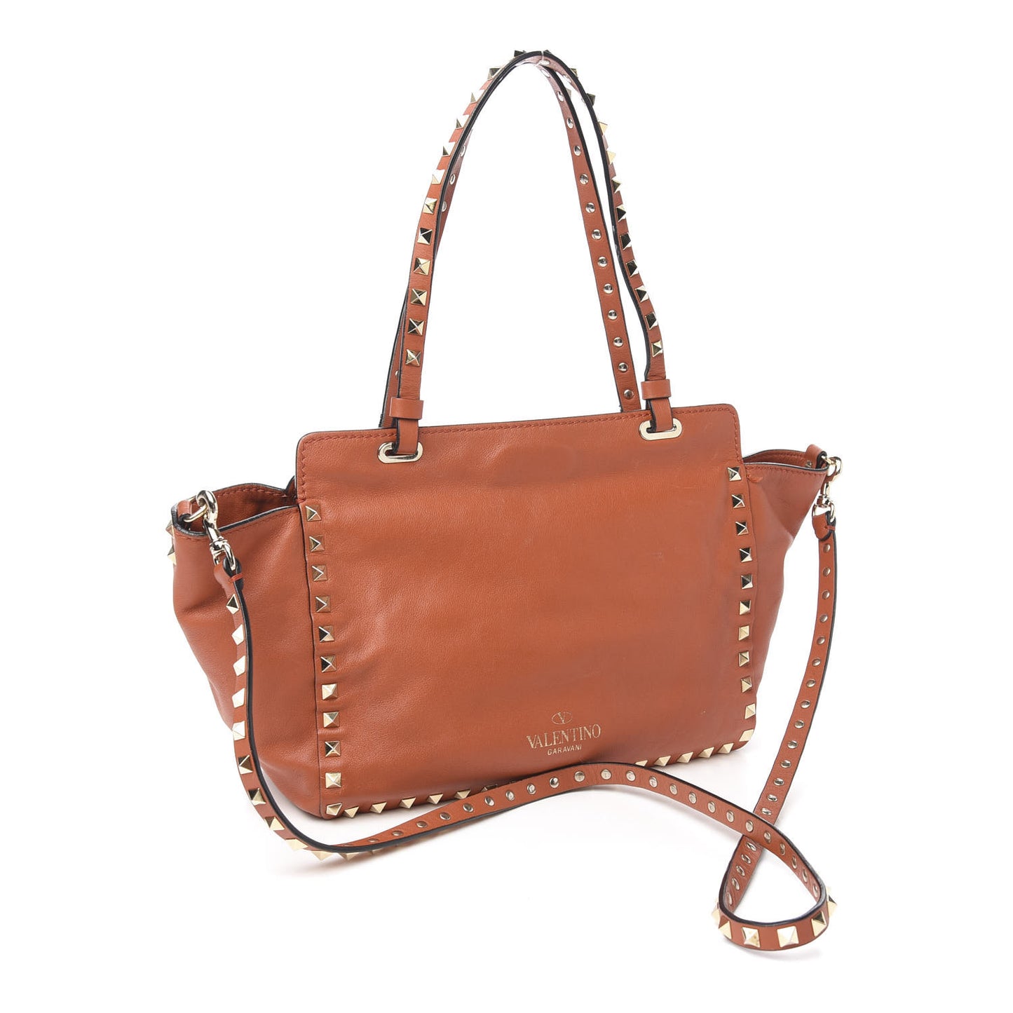 Vitello Small Rockstud Tote English Red