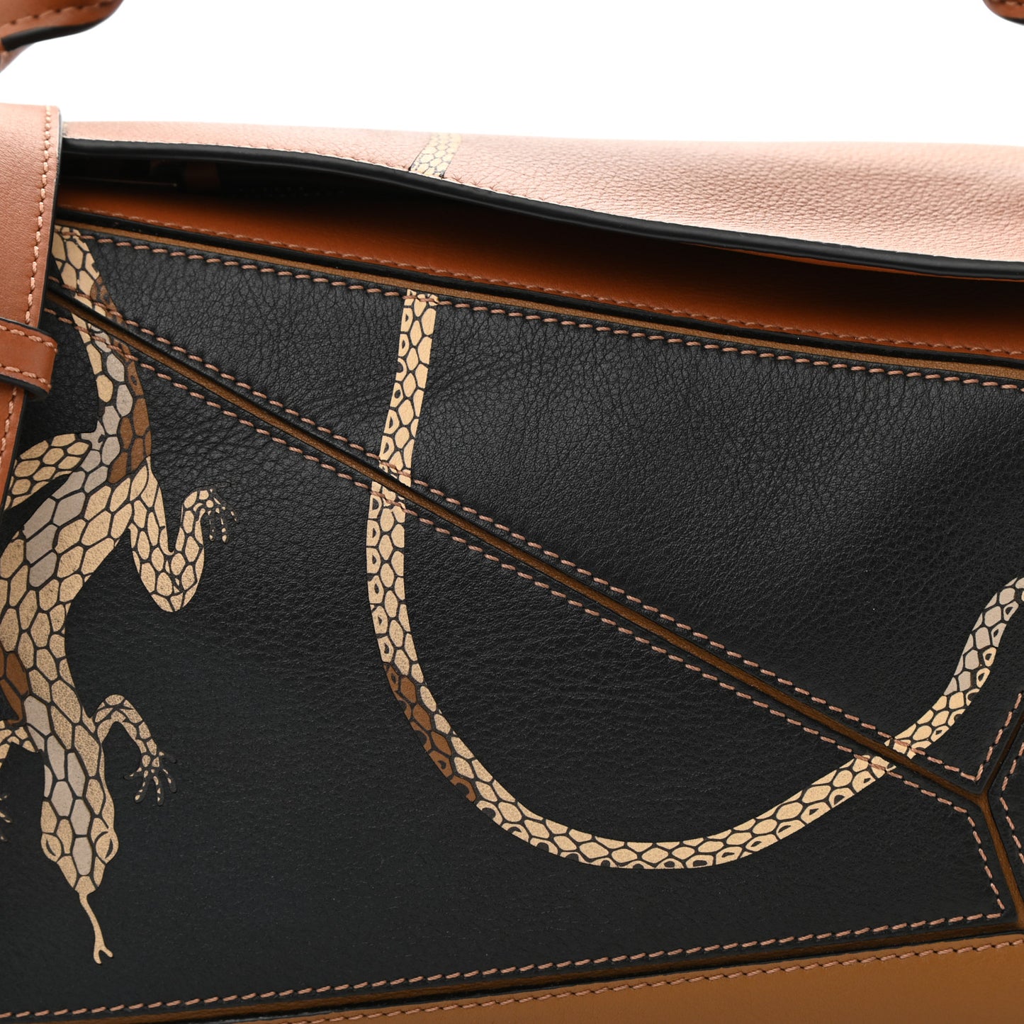 Calfskin Small Paula's Ibiza Lizard Puzzle Bag Multi