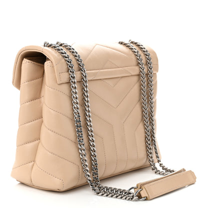Saint Laurent Calfskin Y Quilted Monogram Small Loulou Chain Satchel Nude 3 of 10