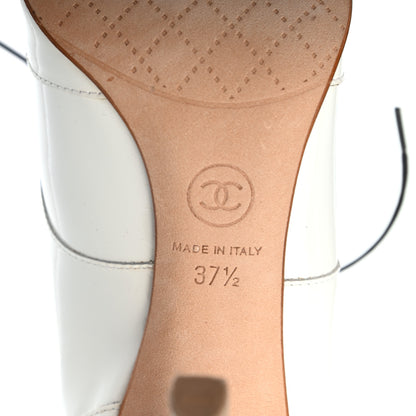 Chanel Patent CC Lace Up Ankle Boots 37.5 White 6 of 8