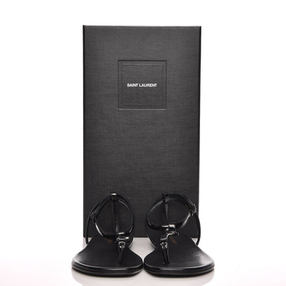Saint Laurent Patent Calfskin Nu Pieds 05 Sandals 37.5 Black 9 of 9