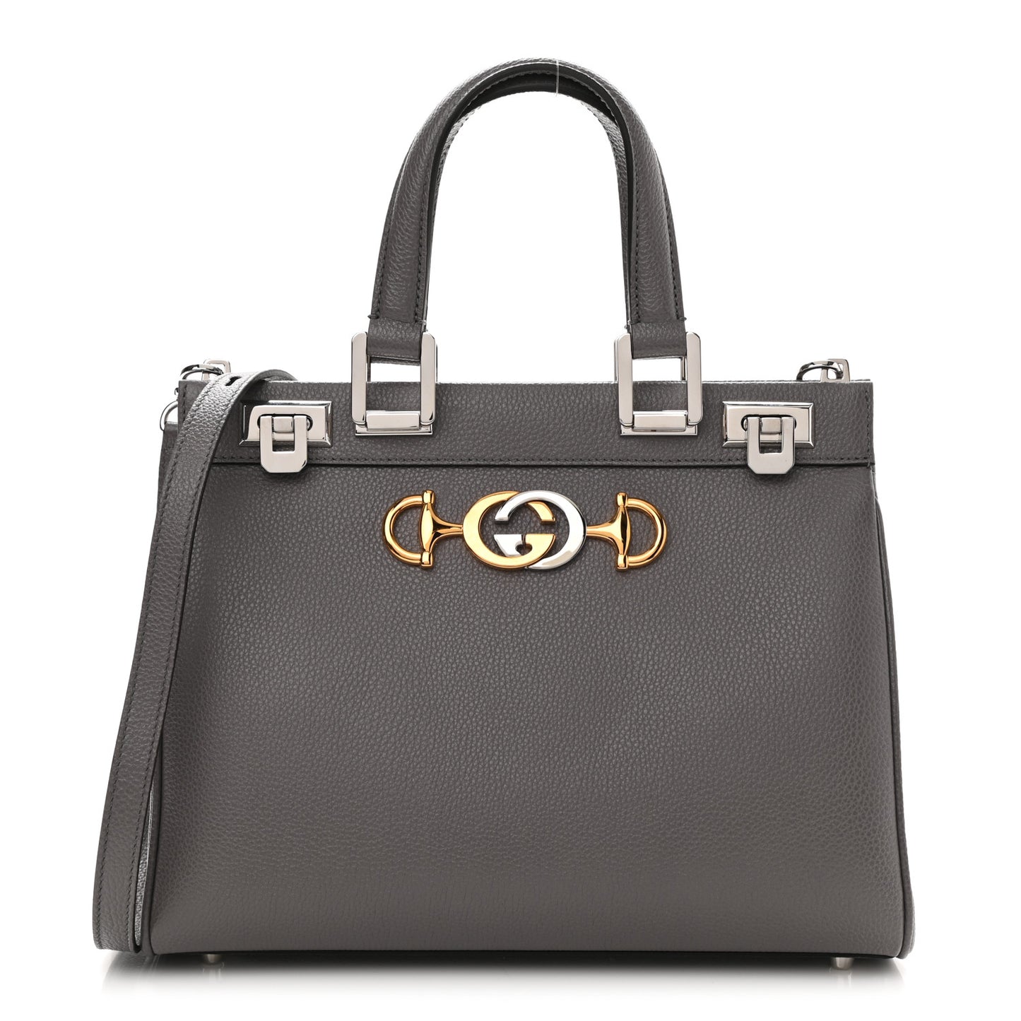 Grainy Calfskin Small Zumi Top Handle Bag Dusty Grey