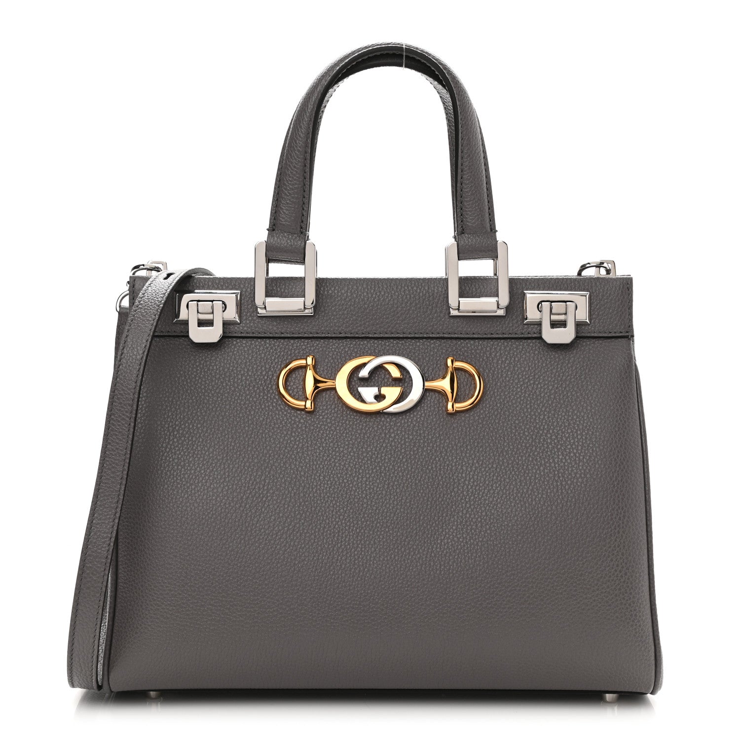 Gucci Grainy Calfskin Small Zumi Top Handle Bag Dusty Grey 1 of 12
