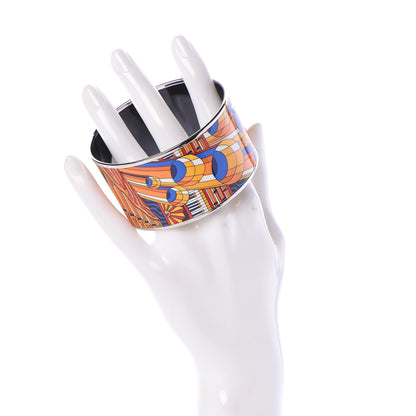 Hermes Enamel Printed Point D'Orgue Extra Wide Bracelet 70 Ensoleille 2 of 4