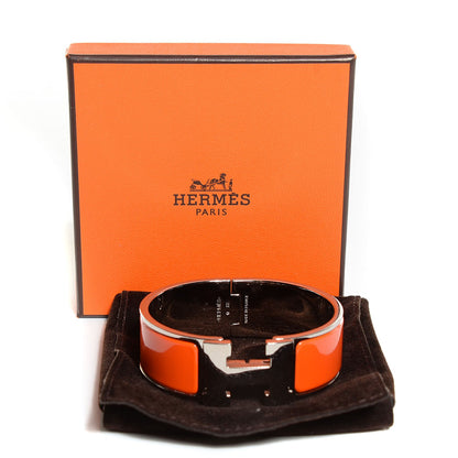 Hermes Enamel Wide Clic Clac H Bracelet PM Orange 6 of 6