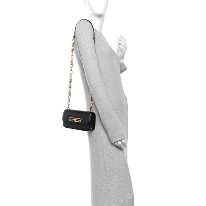 Balenciaga Calfskin Stripe Embossed Gossip Chain Bag XS Black 2 of 9