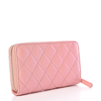 Chanel Iridescent Caviar Quilted Medium Zip Around Wallet Pink 3 of 9