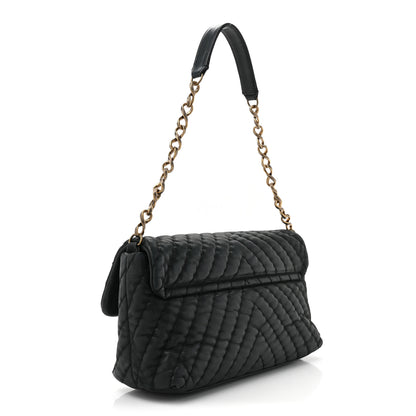 Chanel Iridescent Calfskin Surpique Chevron Large Flap Black 3 of 16